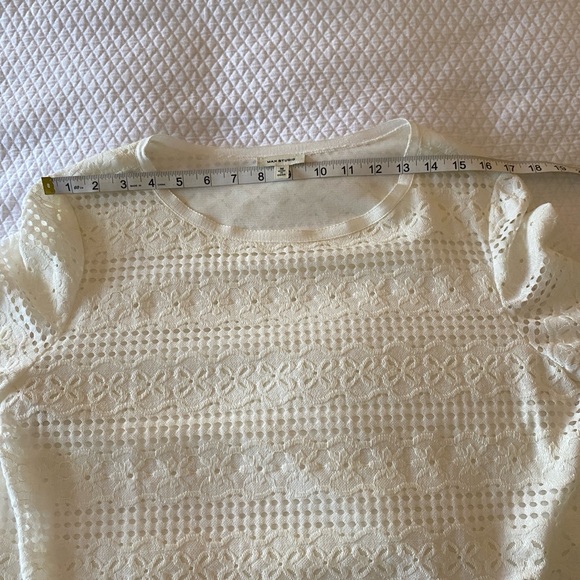 Max Studio Women Semi Sheer Ivory Long Sleeve Eyelet Blouse Size M - Picture 13 of 16